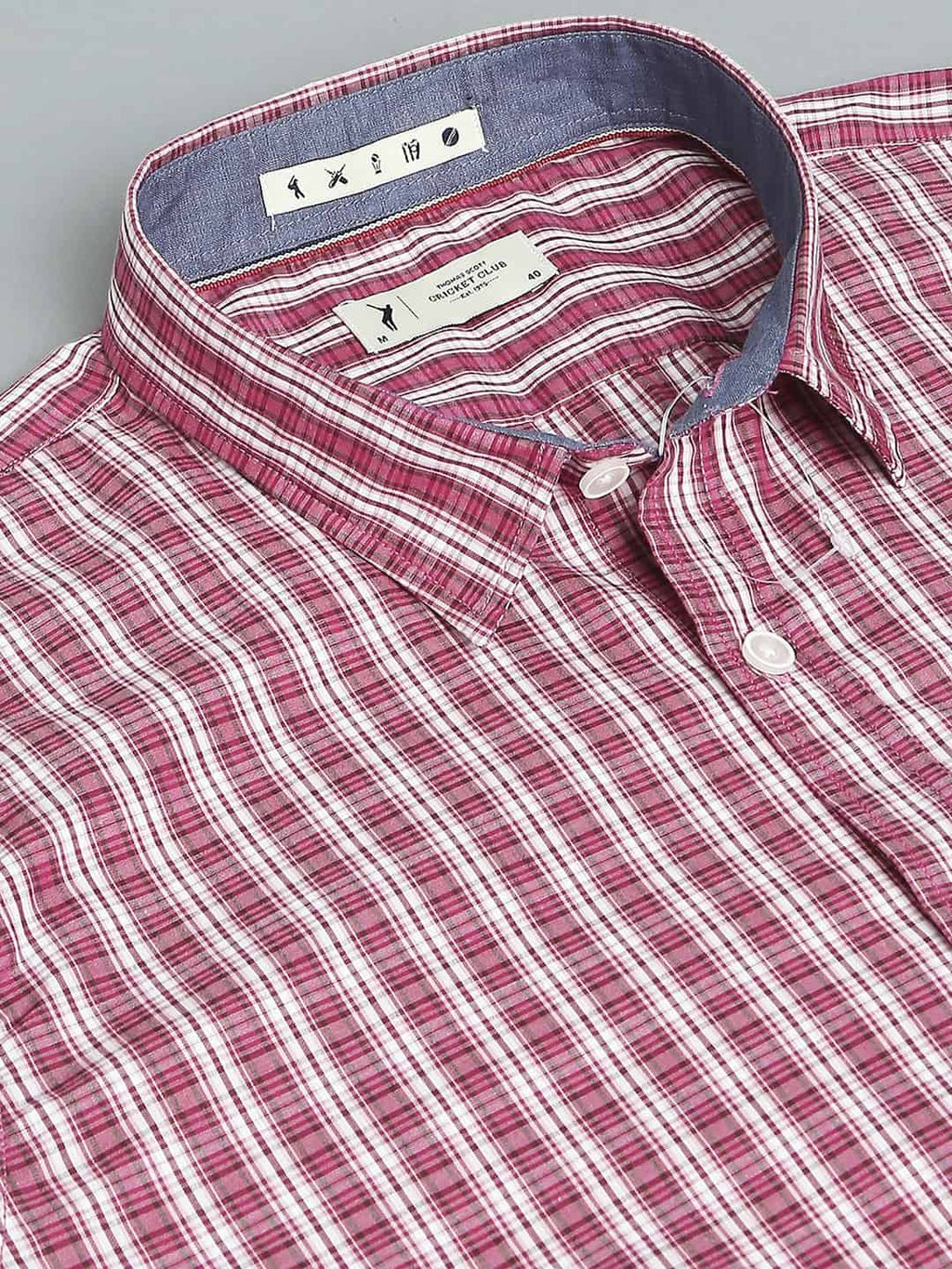 Thomas Scott Men Classic Slim Fit Checked Casual Pure Cotton Shirt