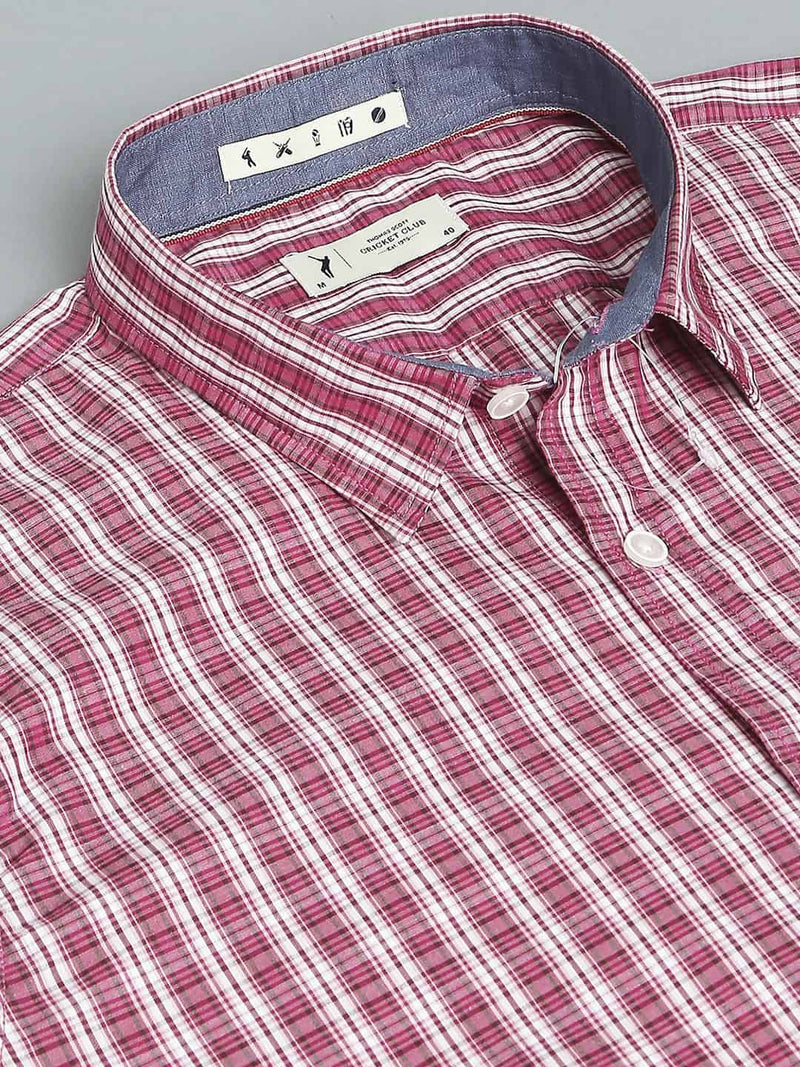 Thomas Scott Men Classic Slim Fit Checked Casual Pure Cotton Shirt