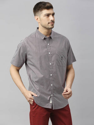 Thomas Scott Men Classic Slim Fit Micro Checked Casual Pure Cotton Shirt