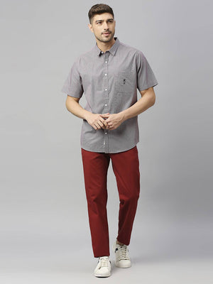 Thomas Scott Men Classic Slim Fit Micro Checked Casual Pure Cotton Shirt
