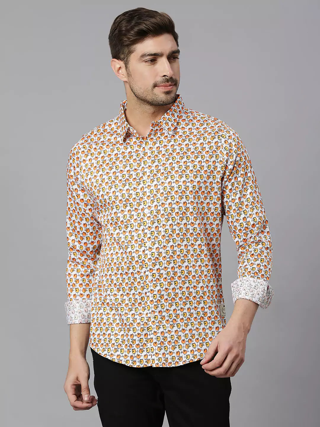 Thomas Scott Men Classic Slim Fit Conversational Printed Pure Cotton Casual Shirt