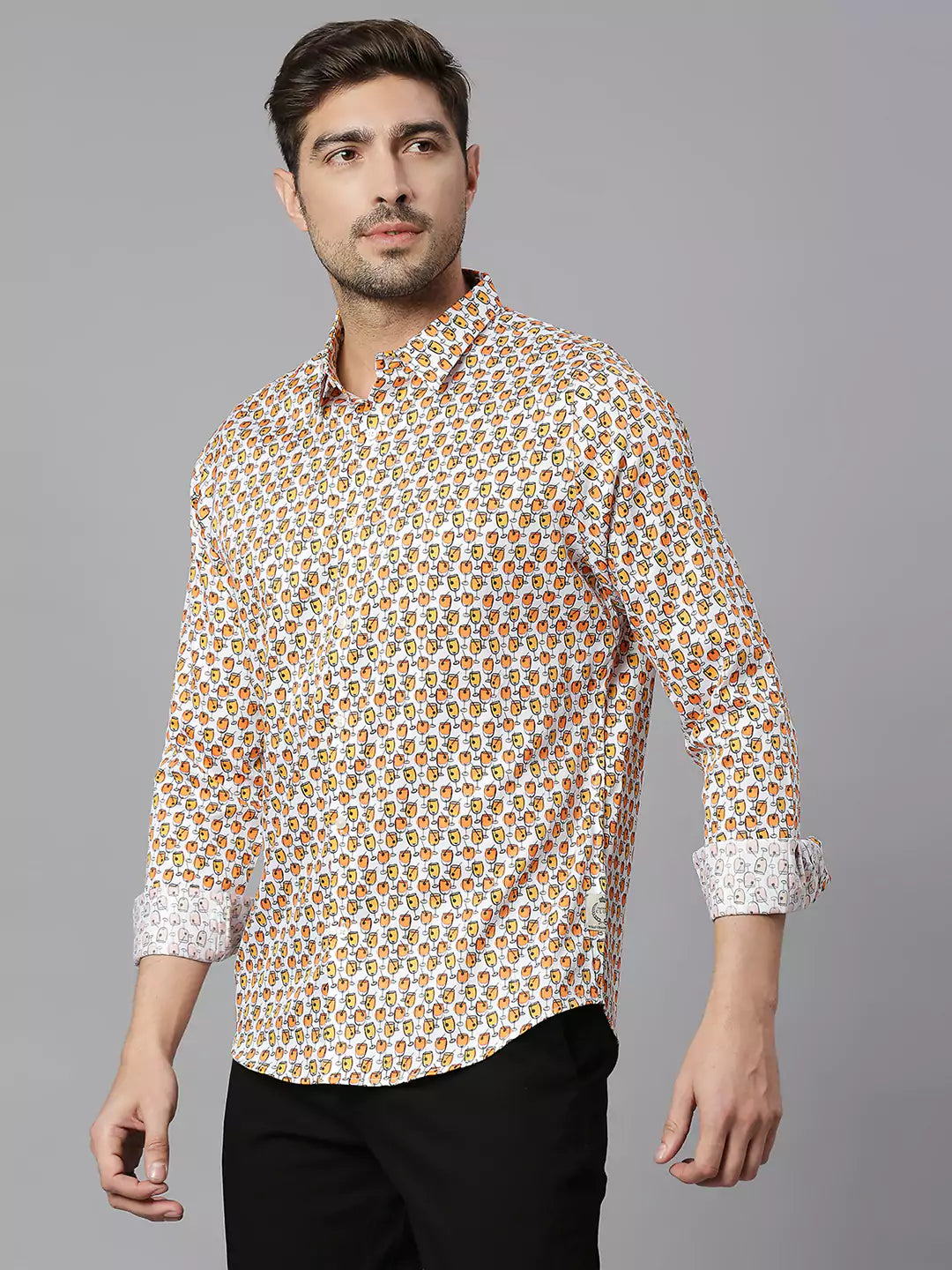 Thomas Scott Men Classic Slim Fit Conversational Printed Pure Cotton Casual Shirt