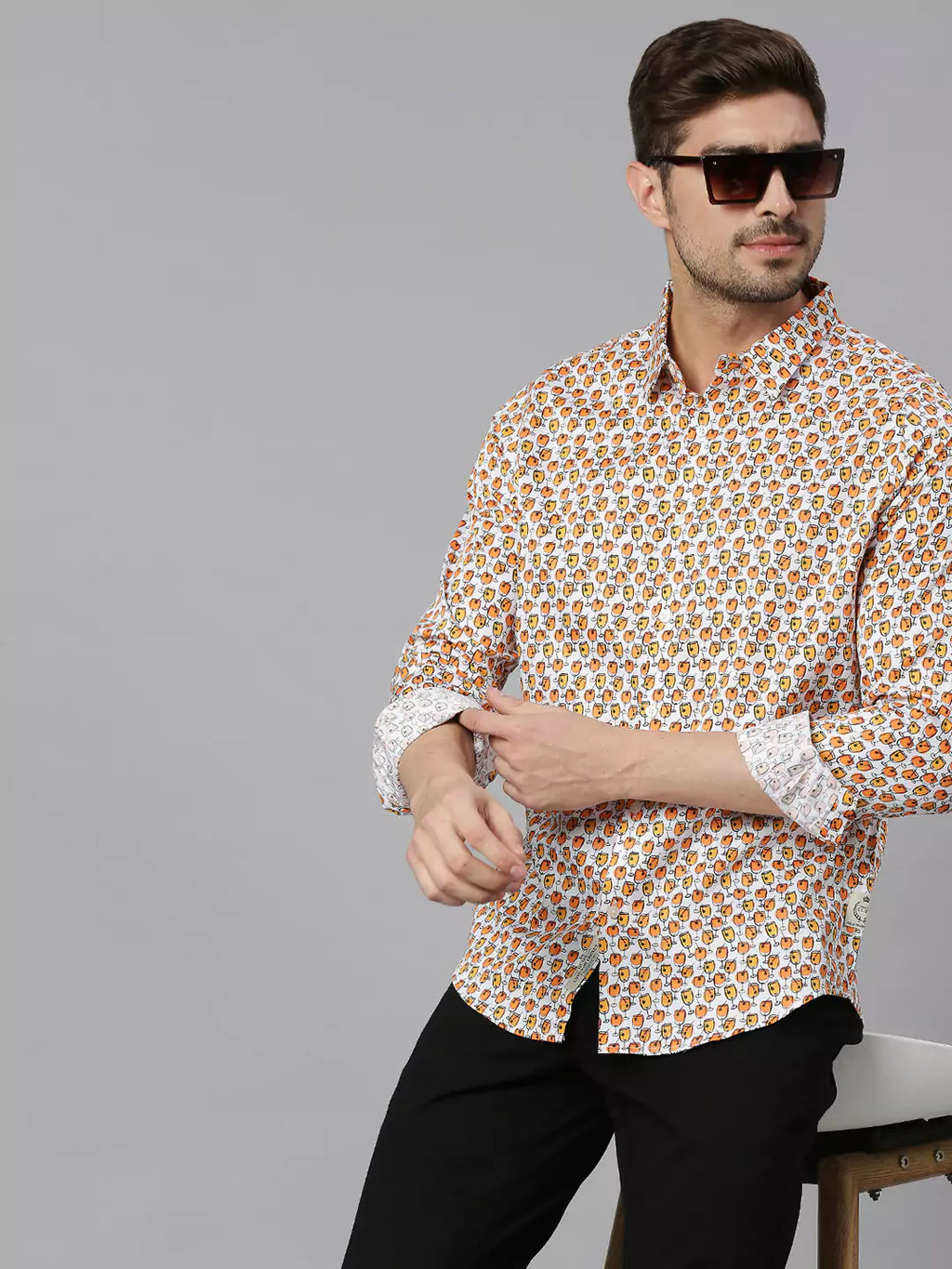Thomas Scott Men Classic Slim Fit Conversational Printed Pure Cotton Casual Shirt