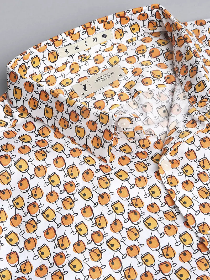 Thomas Scott Men Classic Slim Fit Conversational Printed Pure Cotton Casual Shirt