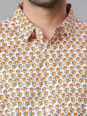 Thomas Scott Men Classic Slim Fit Conversational Printed Pure Cotton Casual Shirt
