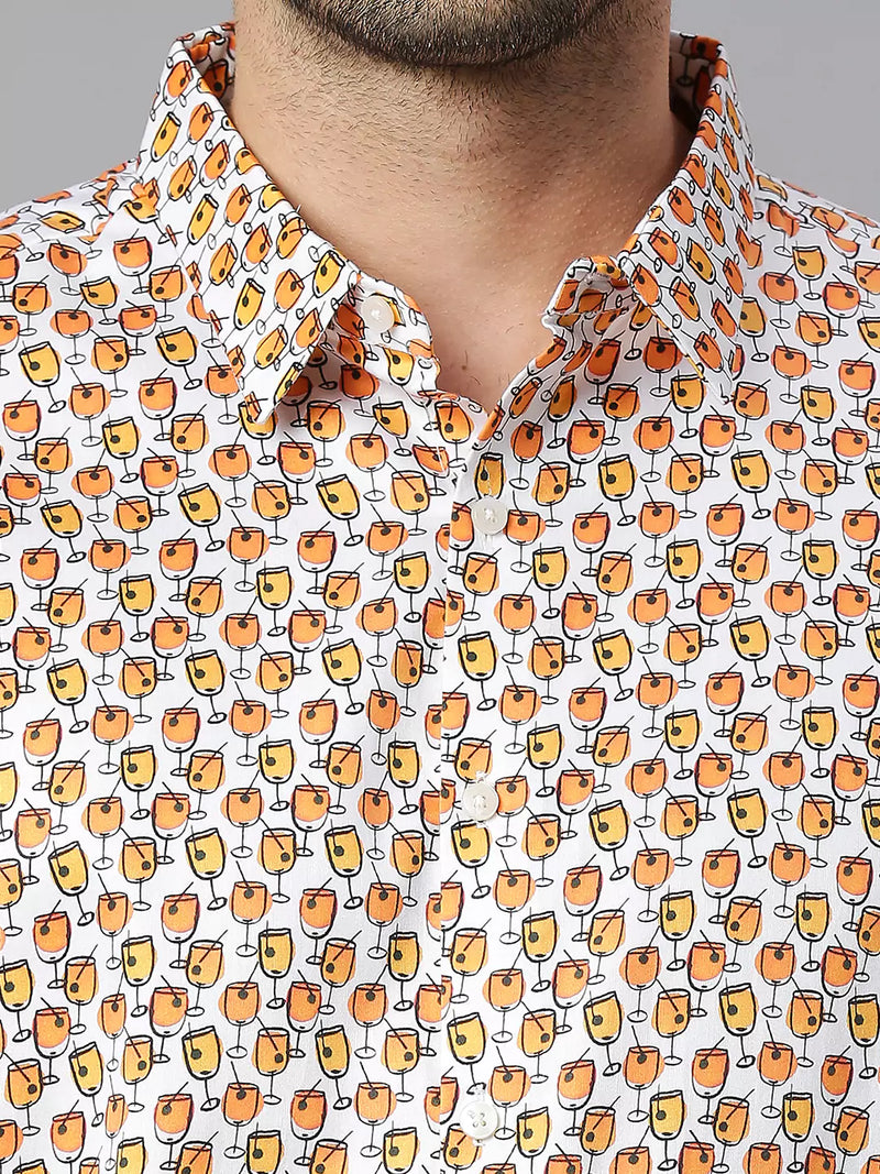Thomas Scott Men Classic Slim Fit Conversational Printed Pure Cotton Casual Shirt
