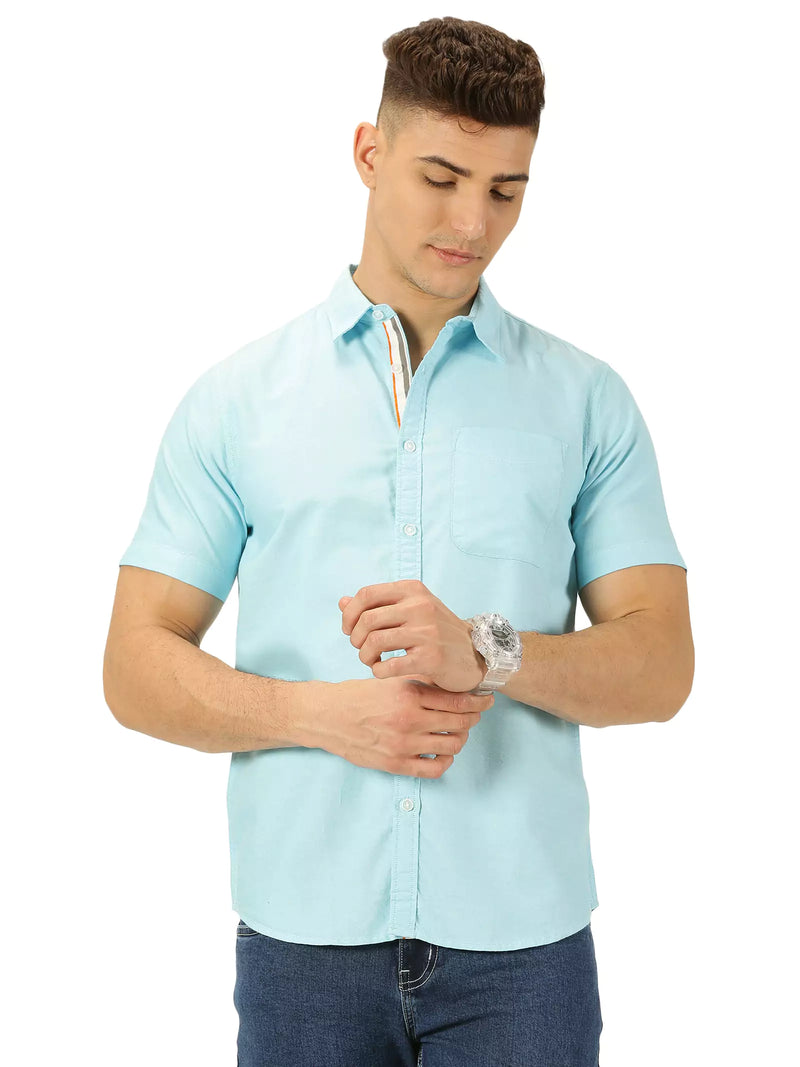 Thomas Scott Men Classic Slim Fit Short Sleeves Pure Cotton Casual Shirt