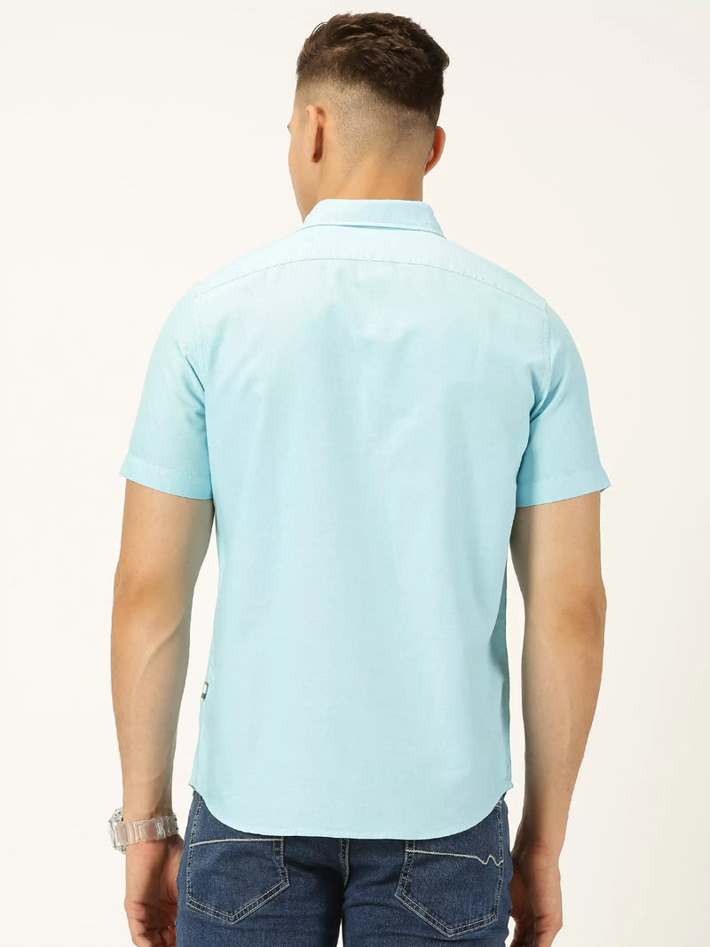 Thomas Scott Men Classic Slim Fit Short Sleeves Pure Cotton Casual Shirt