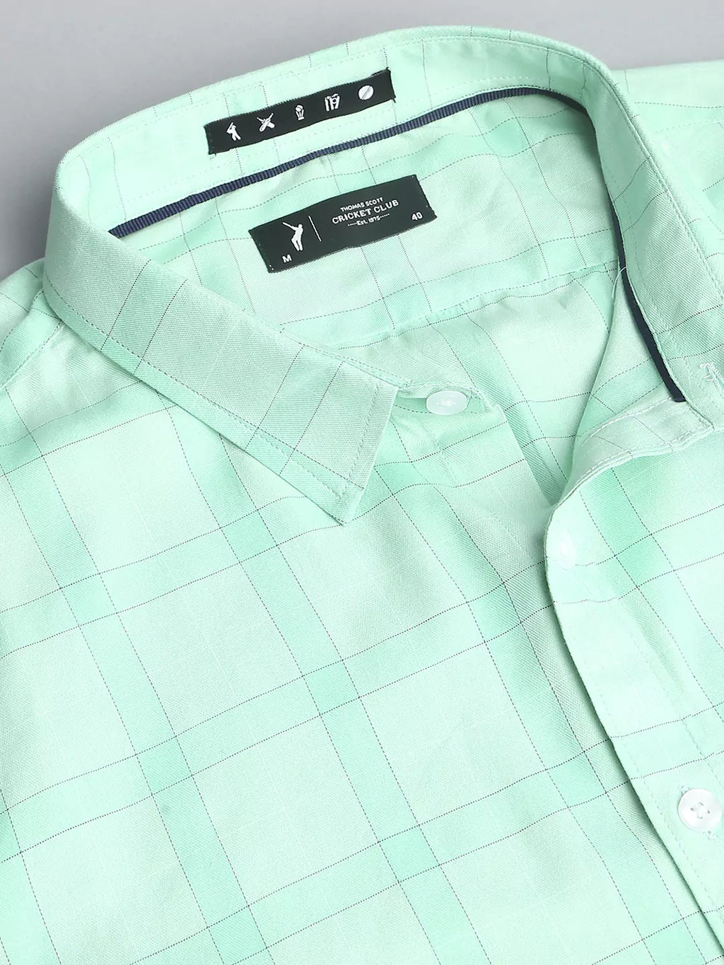 Thomas Scott Men Classic Slim Fit Checked Pure Cotton Casual Shirt