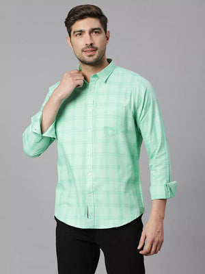 Thomas Scott Men Classic Slim Fit Checked Pure Cotton Casual Shirt