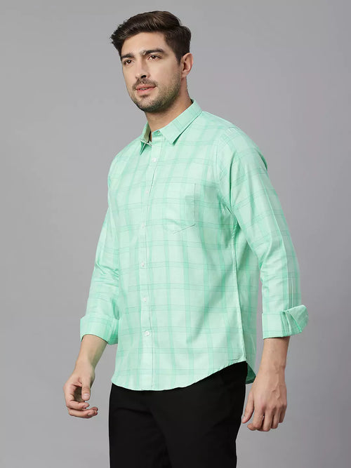 Thomas Scott Men Classic Slim Fit Checked Pure Cotton Casual Shirt