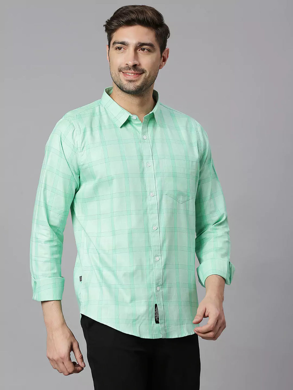 Thomas Scott Men Classic Slim Fit Checked Pure Cotton Casual Shirt
