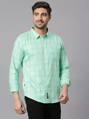 Thomas Scott Men Classic Slim Fit Checked Pure Cotton Casual Shirt