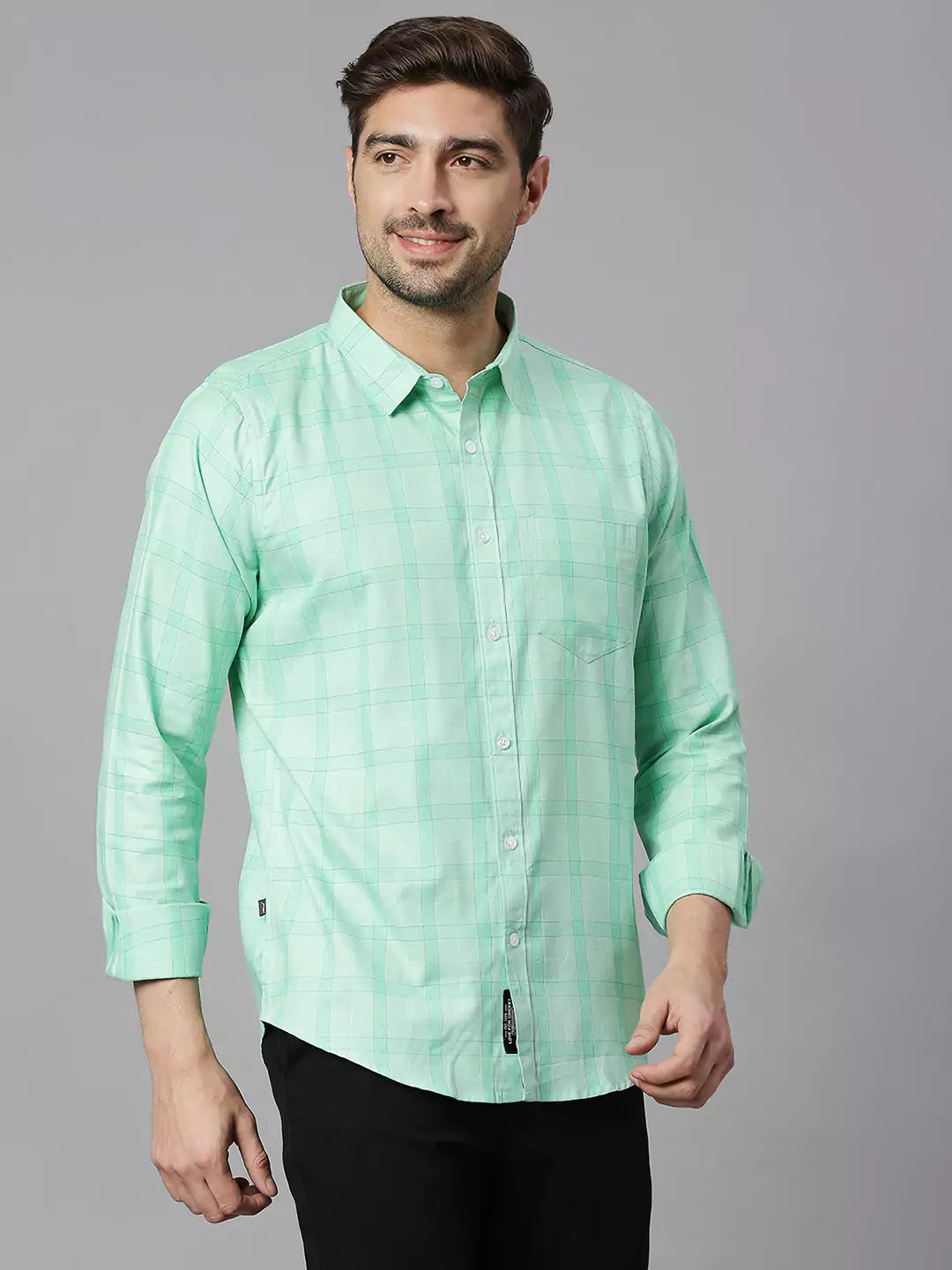 Thomas Scott Men Classic Slim Fit Checked Pure Cotton Casual Shirt