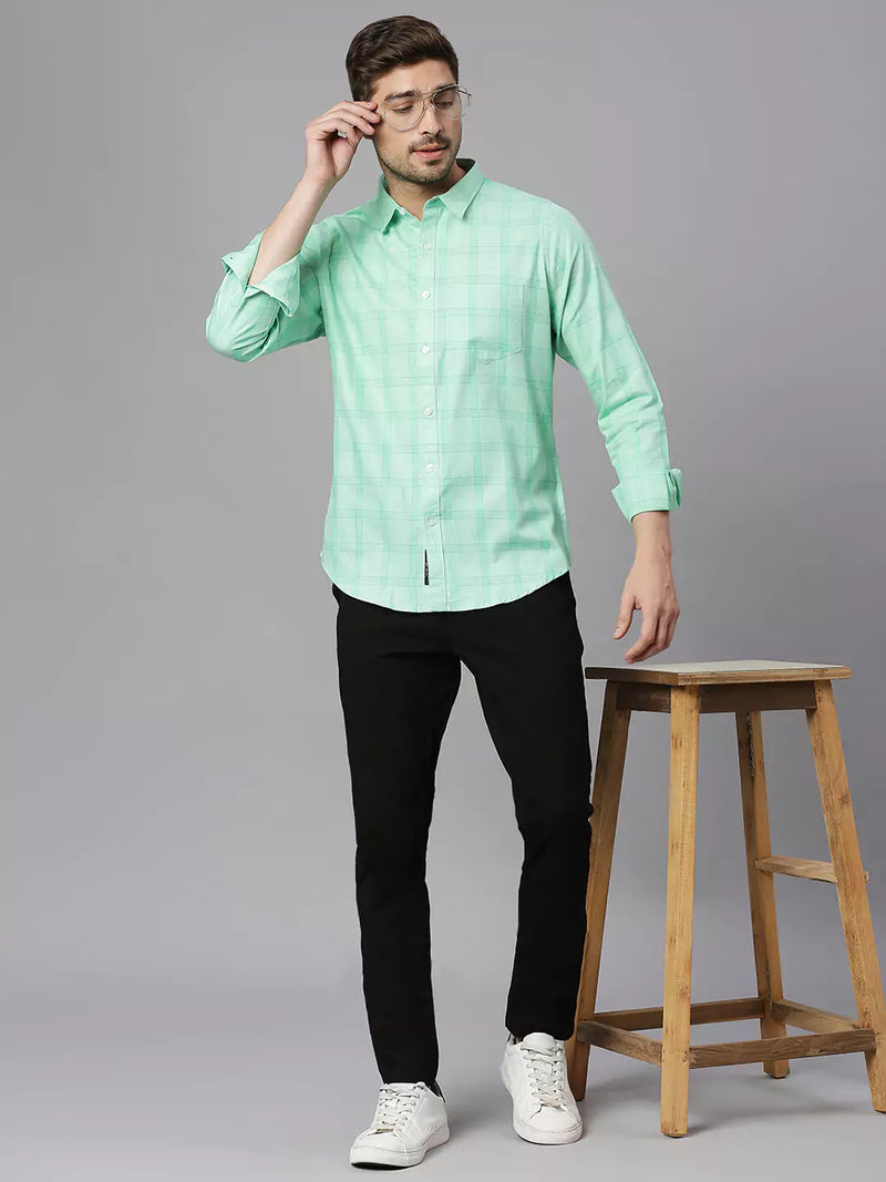 Thomas Scott Men Classic Slim Fit Checked Pure Cotton Casual Shirt