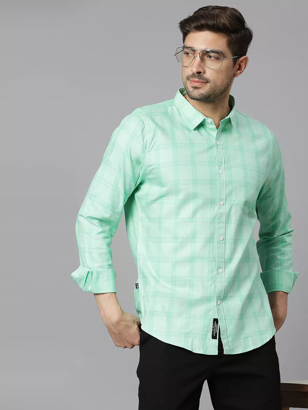 Thomas Scott Men Classic Slim Fit Checked Pure Cotton Casual Shirt