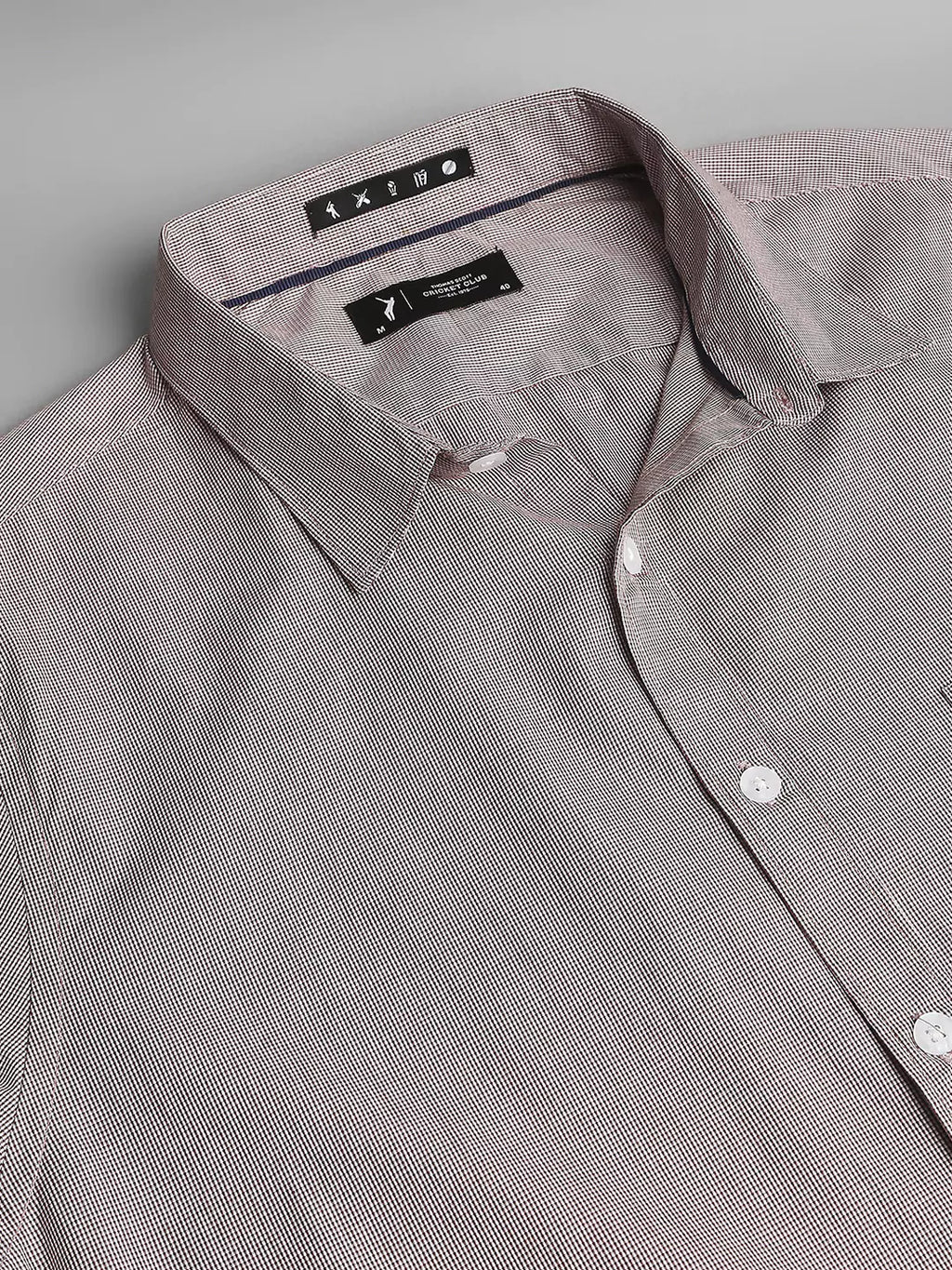 Thomas Scott Men Classic Slim Fit Pinstripes Pure Cotton Casual Shirt
