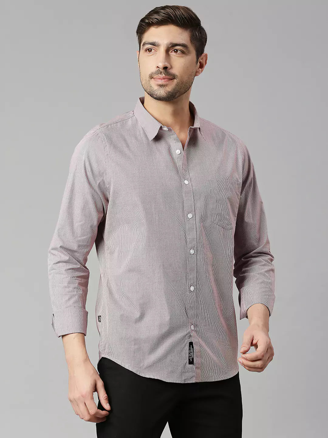 Thomas Scott Men Classic Slim Fit Pinstripes Pure Cotton Casual Shirt