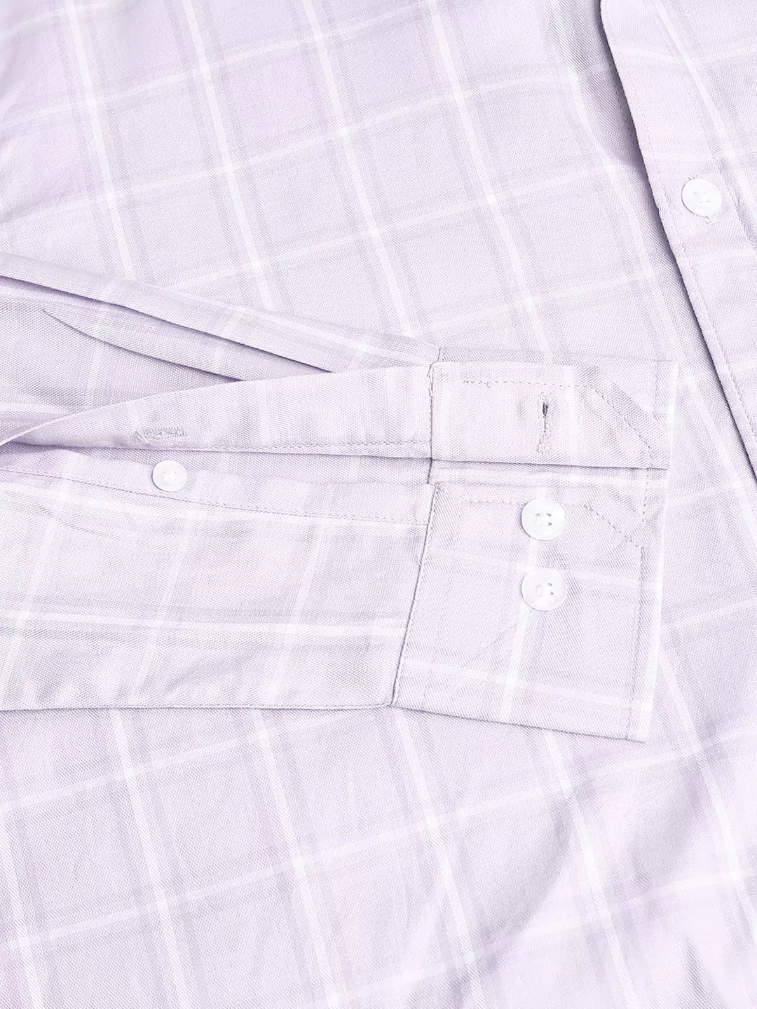 Thomas Scott Men Windowpane Checked Spread Collar Classic Slim Fit Casual Cotton Shirt