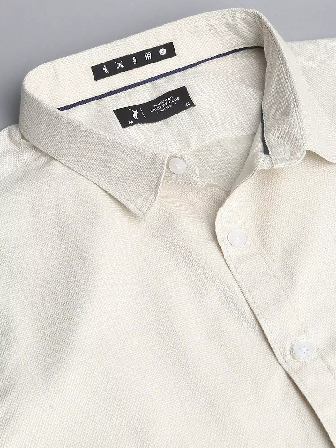 Thomas Scott Men Spread Collar Classic Slim Fit Pure Cotton Casual Shirt