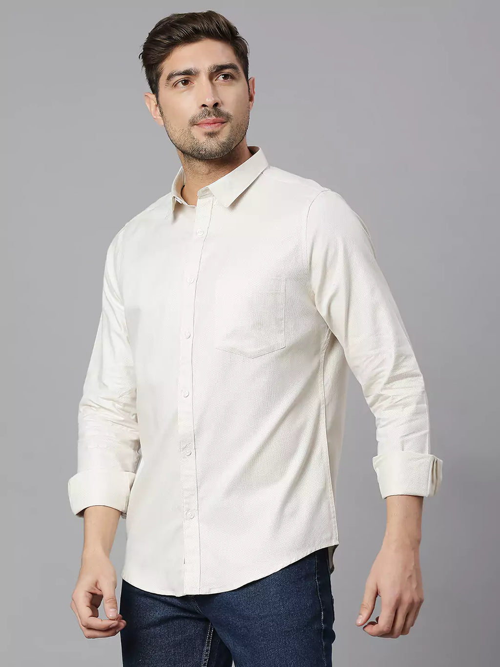 Thomas Scott Men Spread Collar Classic Slim Fit Pure Cotton Casual Shirt