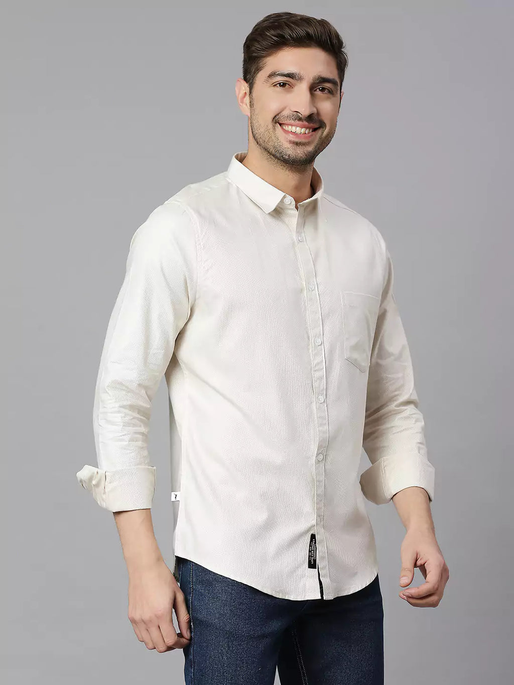 Thomas Scott Men Spread Collar Classic Slim Fit Pure Cotton Casual Shirt