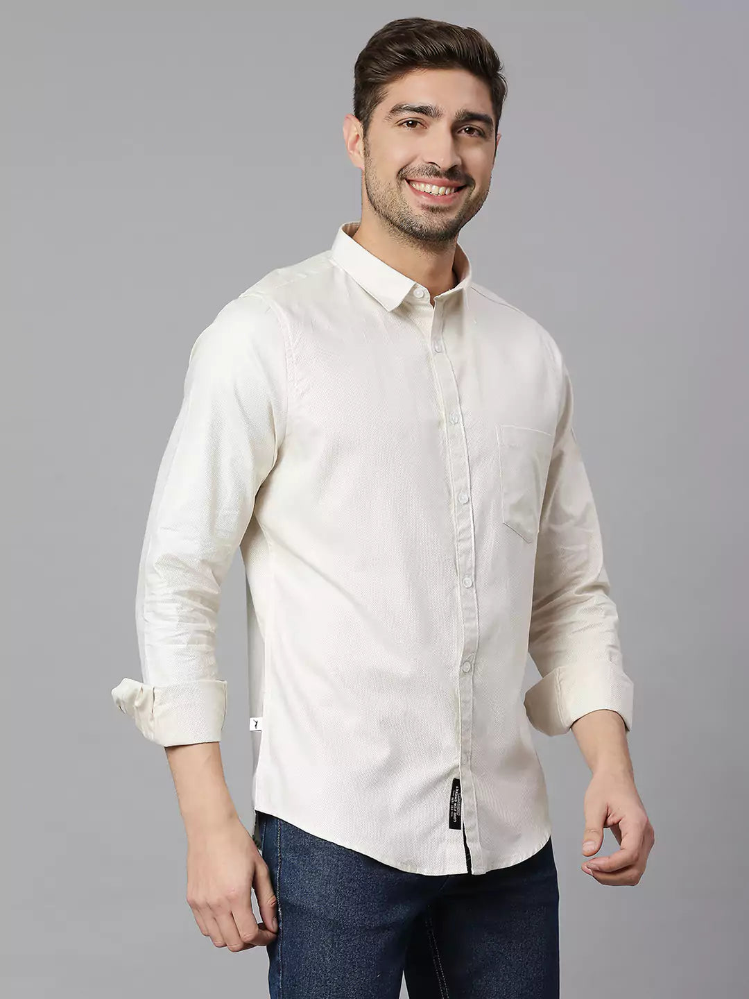 Thomas Scott Men Spread Collar Classic Slim Fit Pure Cotton Casual Shirt