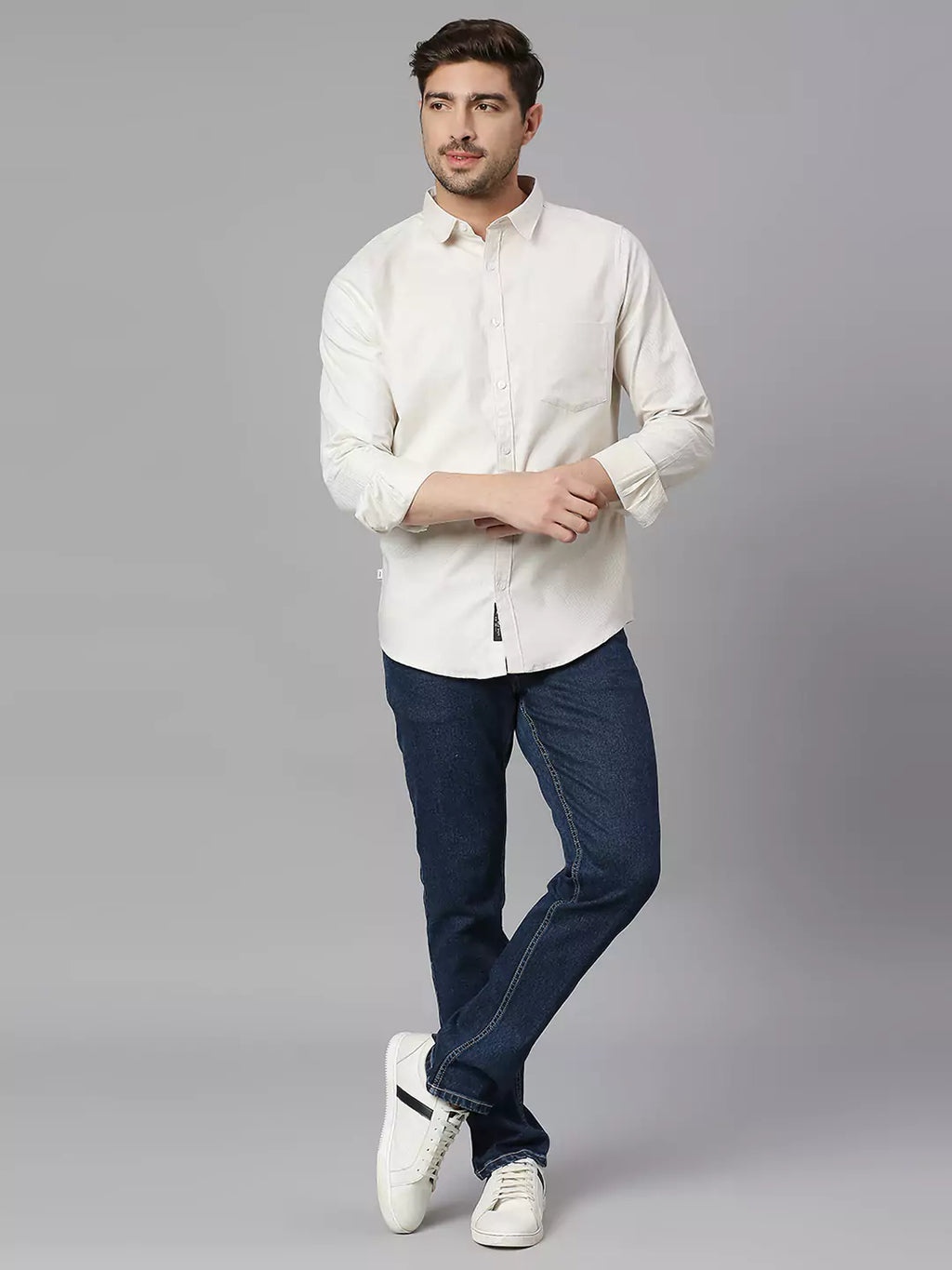 Thomas Scott Men Spread Collar Classic Slim Fit Pure Cotton Casual Shirt