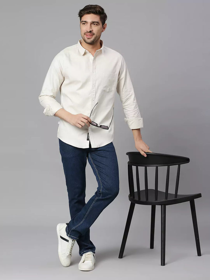 Thomas Scott Men Spread Collar Classic Slim Fit Pure Cotton Casual Shirt