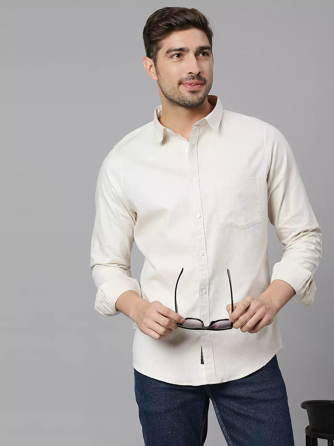 Thomas Scott Men Spread Collar Classic Slim Fit Pure Cotton Casual Shirt
