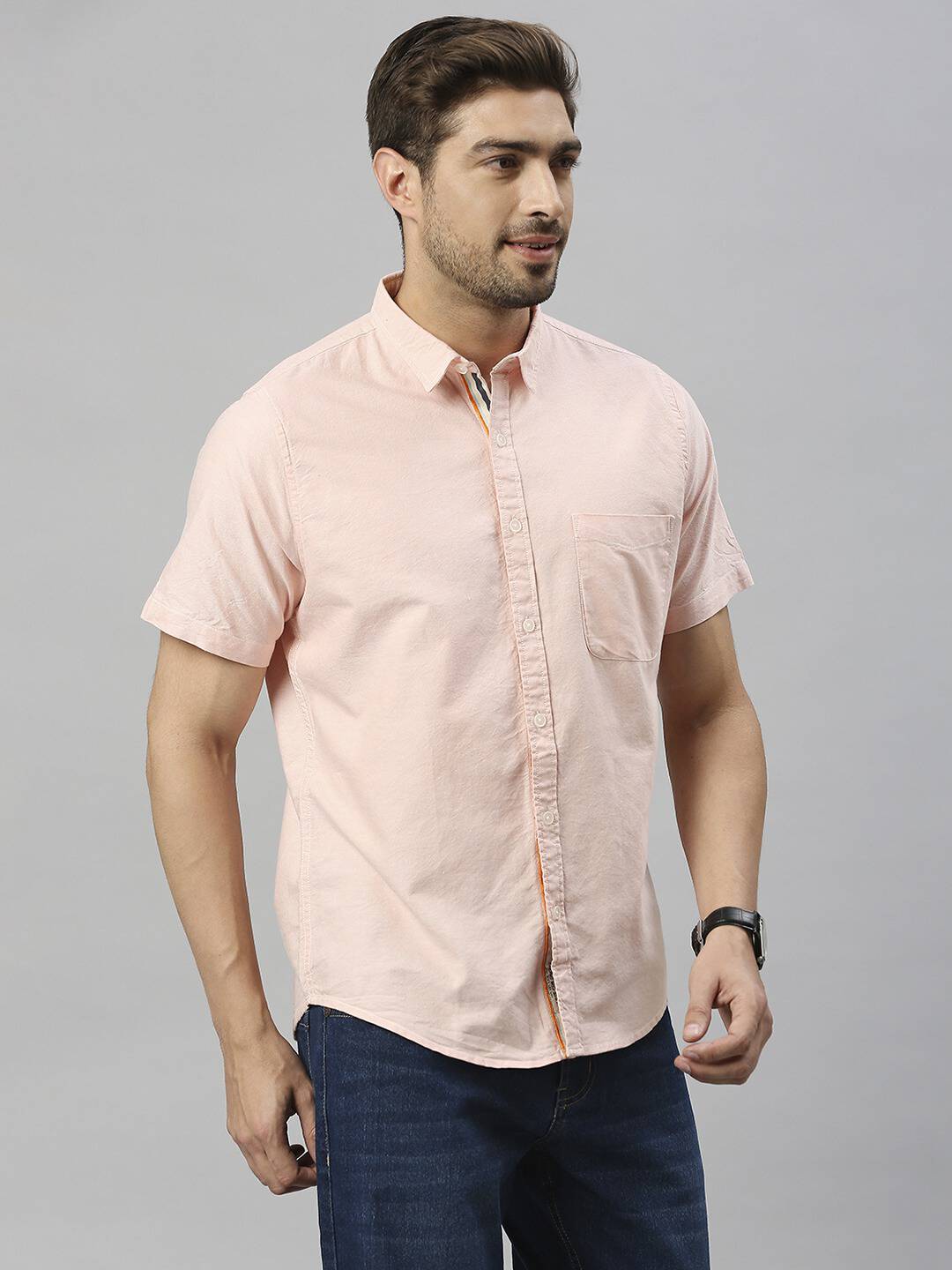 Thomas Scott Men Classic Slim Fit Opaque Cotton Casual Shirt