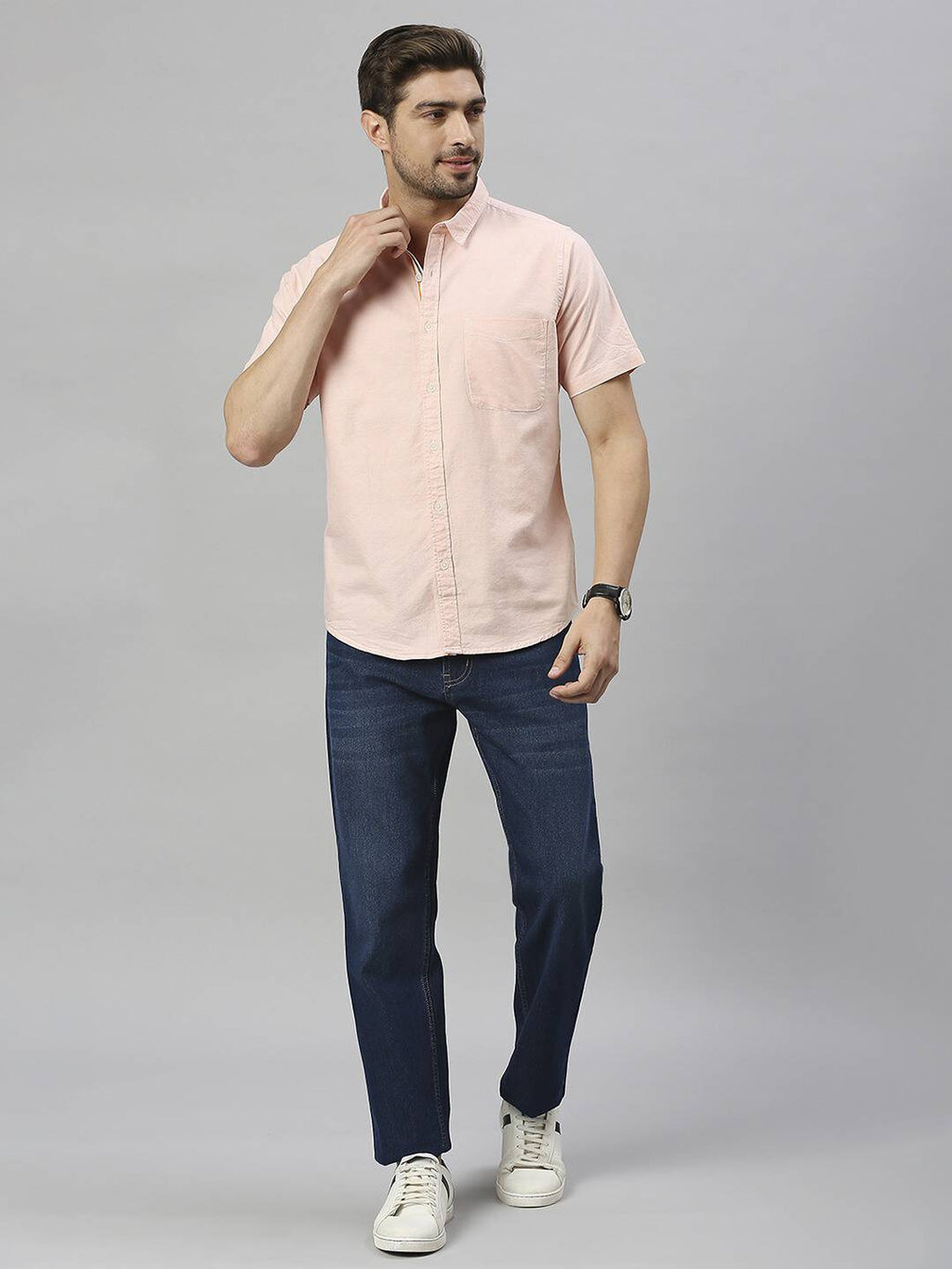 Thomas Scott Men Classic Slim Fit Opaque Cotton Casual Shirt