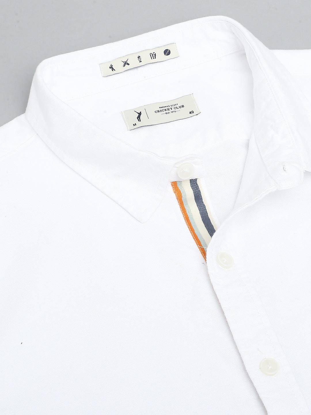 Thomas Scott Men Spread Collar Slim Fit Cotton Casual Shirt