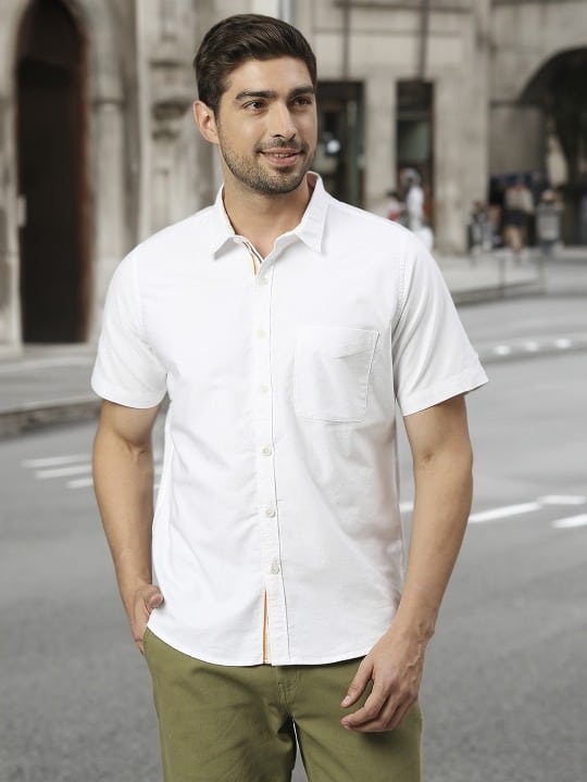 Thomas Scott Men Spread Collar Slim Fit Cotton Casual Shirt