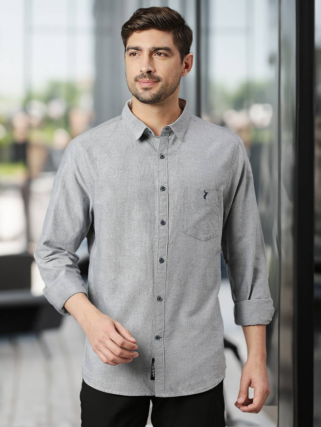Thomas Scott Men Classic Slim Fit Opaque Pure Cotton Casual Shirt