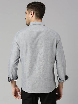 Black Classic Slim Fit Opaque Pure Cotton Casual Shirt For Men
