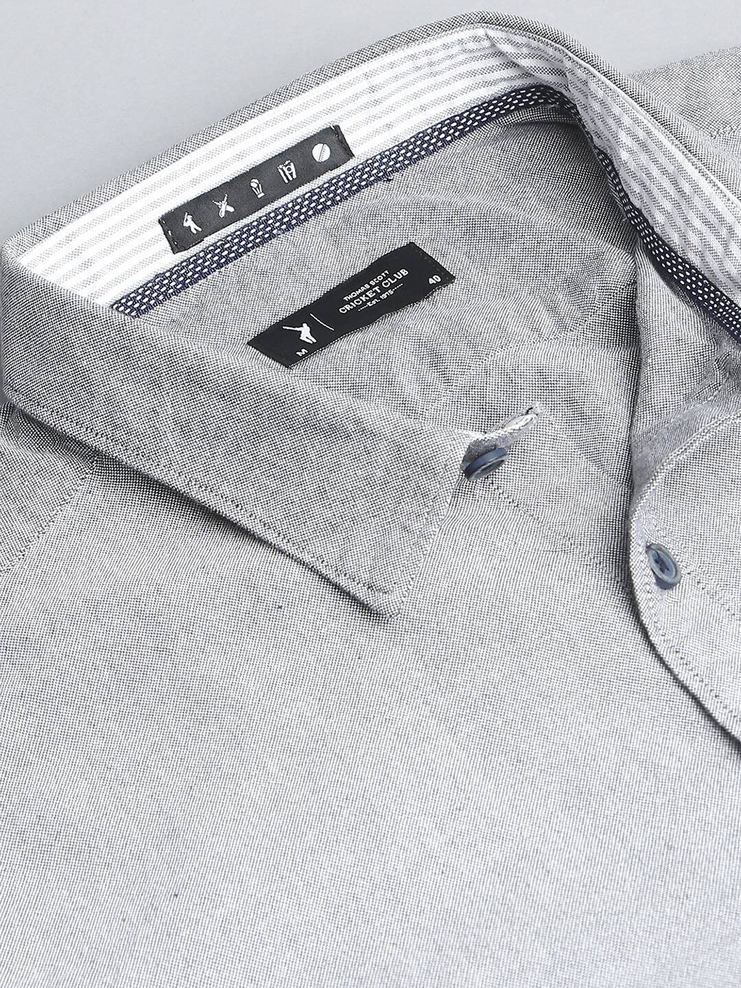 Thomas Scott Men Classic Slim Fit Opaque Pure Cotton Casual Shirt