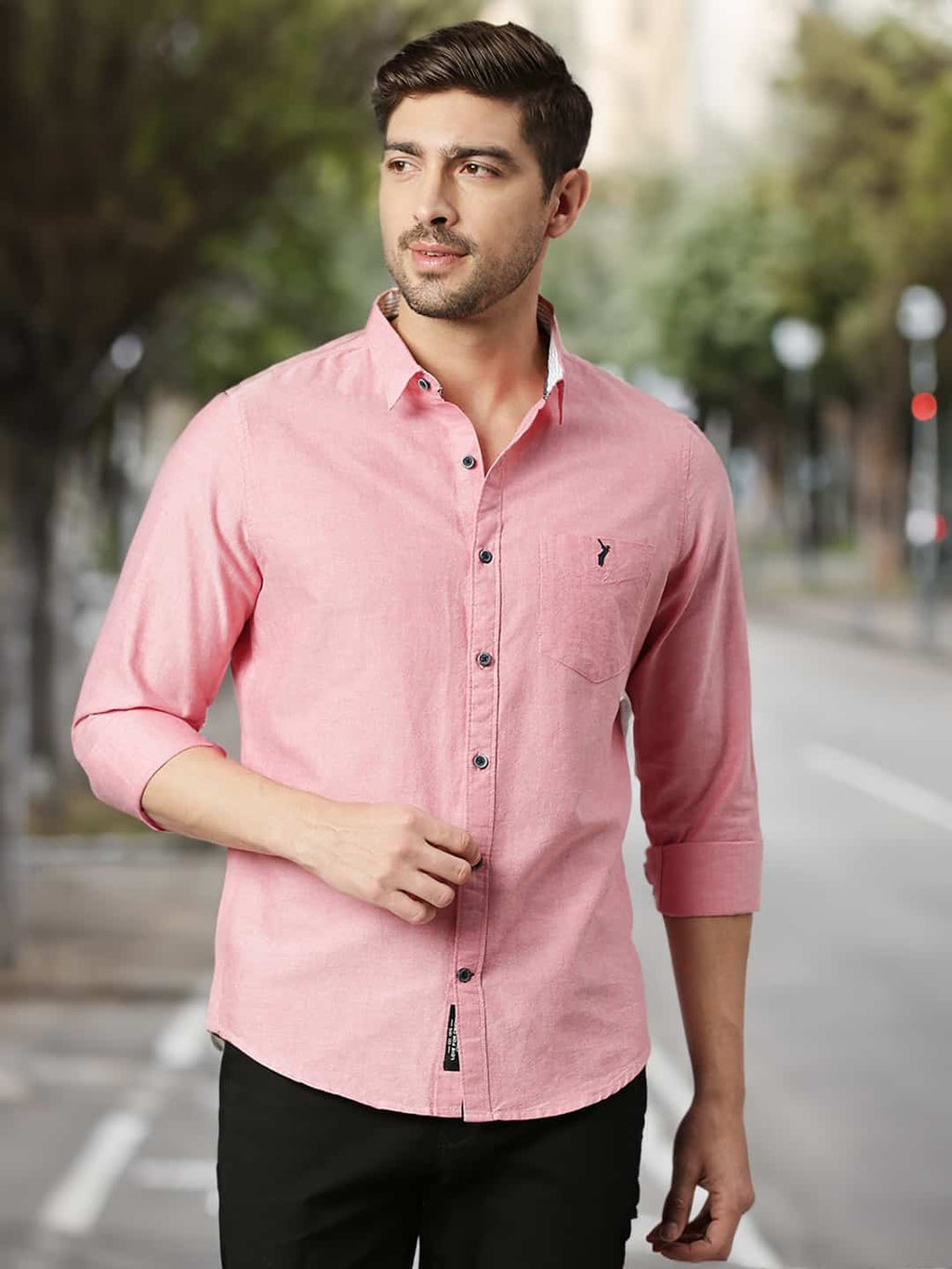 Thomas Scott Men Classic Slim Fit Opaque Pure Cotton Casual Shirt