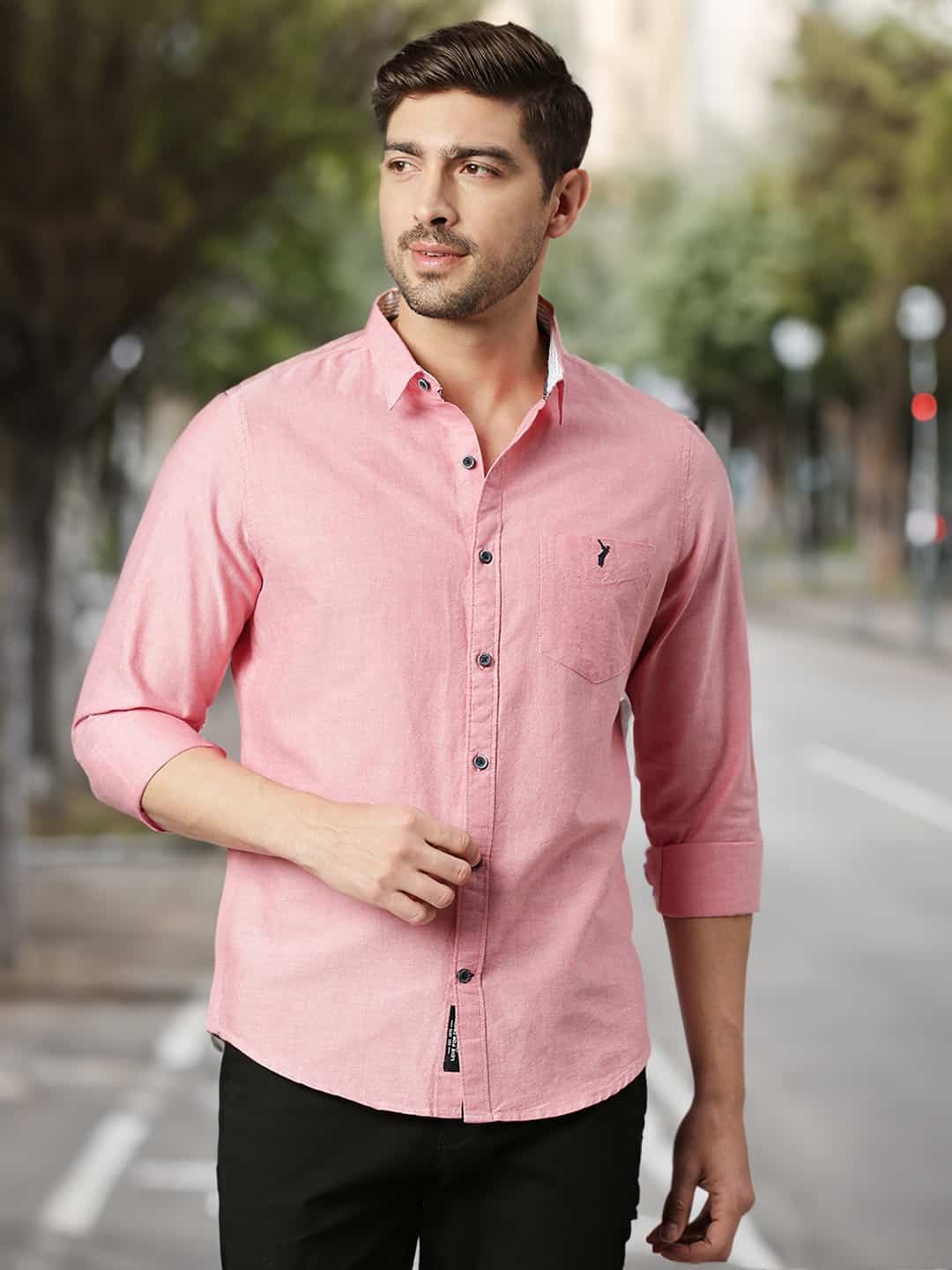 Thomas Scott Men Classic Slim Fit Opaque Pure Cotton Casual Shirt