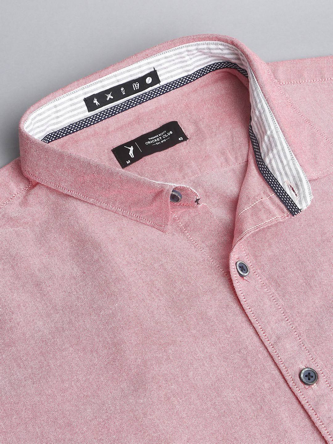 Thomas Scott Men Classic Slim Fit Opaque Pure Cotton Casual Shirt