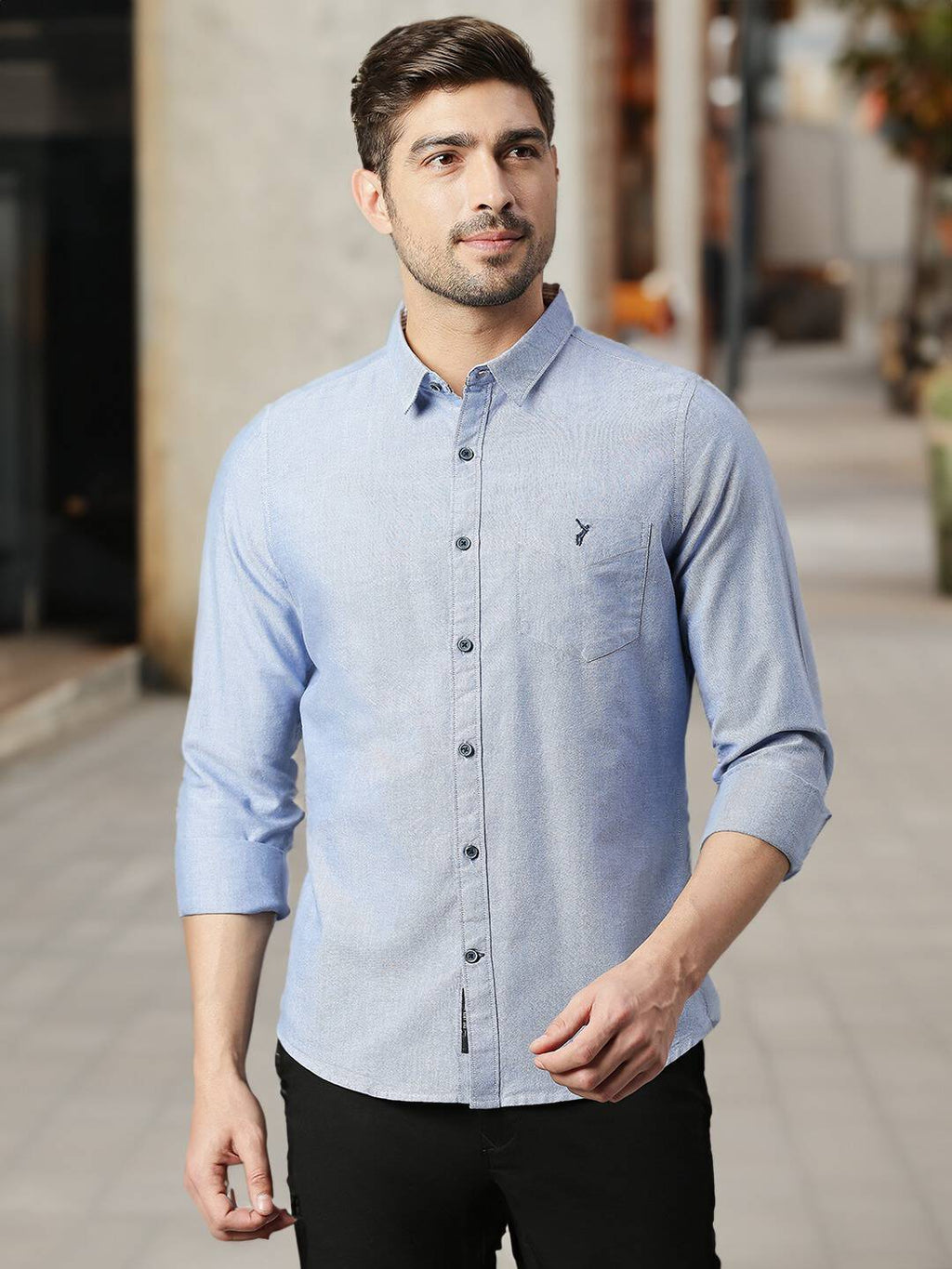 Thomas Scott Men Classic Slim Fit Opaque Pure Cotton Casual Shirt