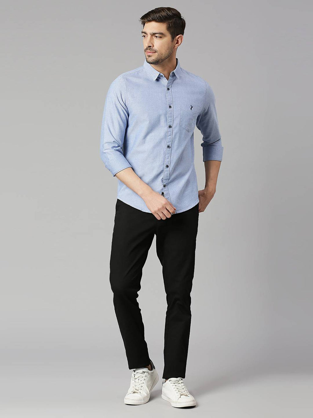 Thomas Scott Men Classic Slim Fit Opaque Pure Cotton Casual Shirt
