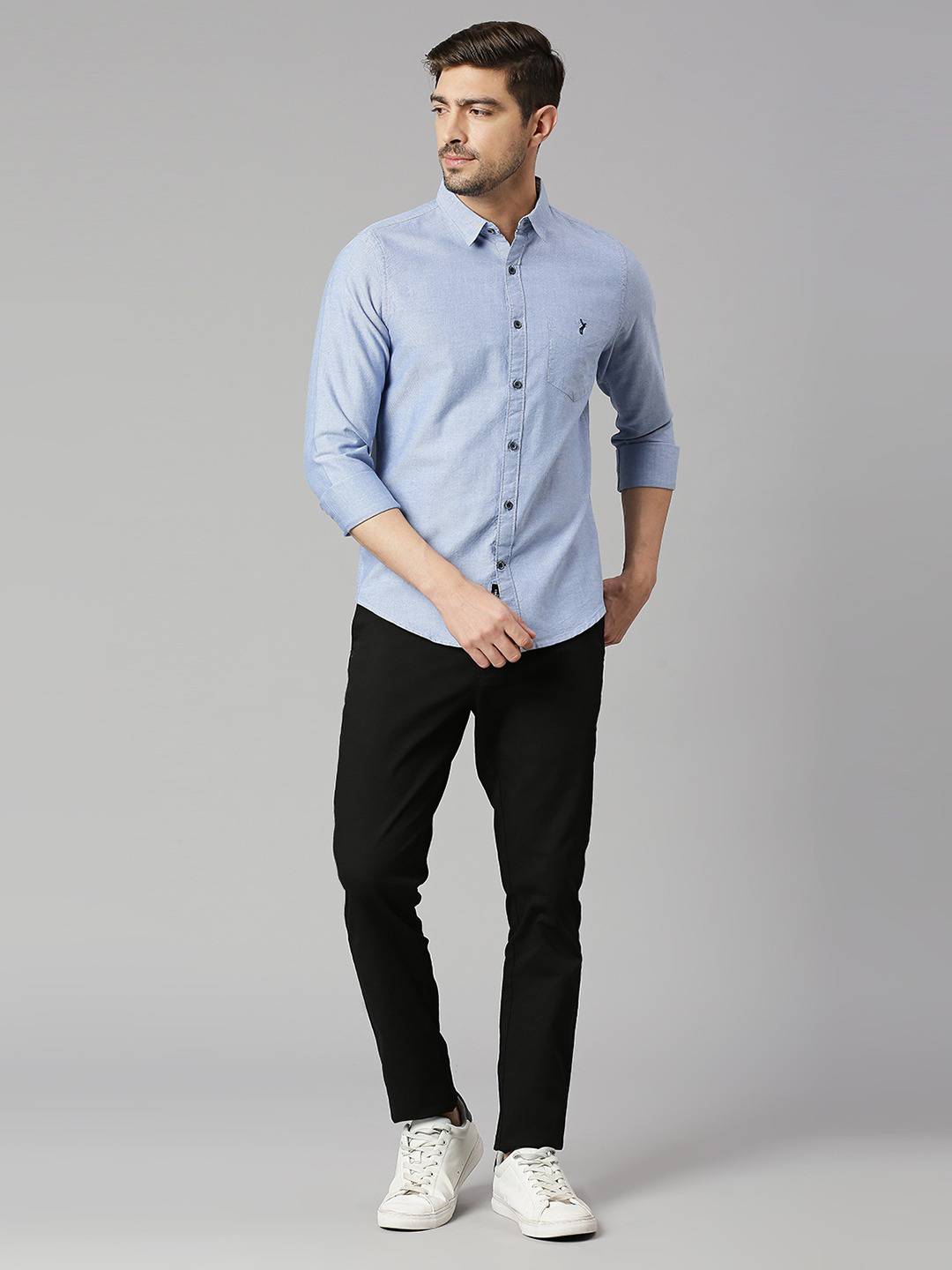 Thomas Scott Men Classic Slim Fit Opaque Pure Cotton Casual Shirt