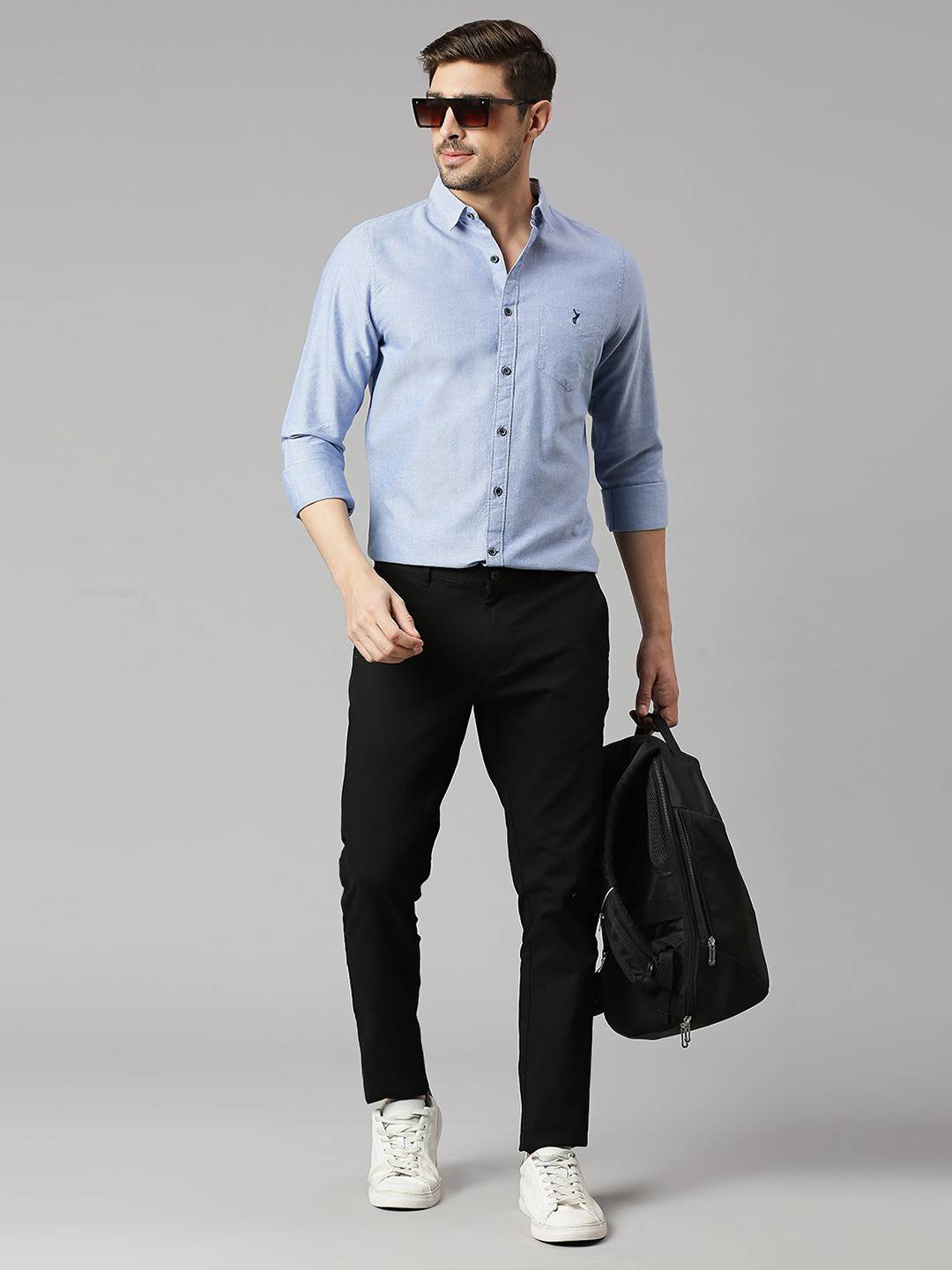 Thomas Scott Men Classic Slim Fit Opaque Pure Cotton Casual Shirt