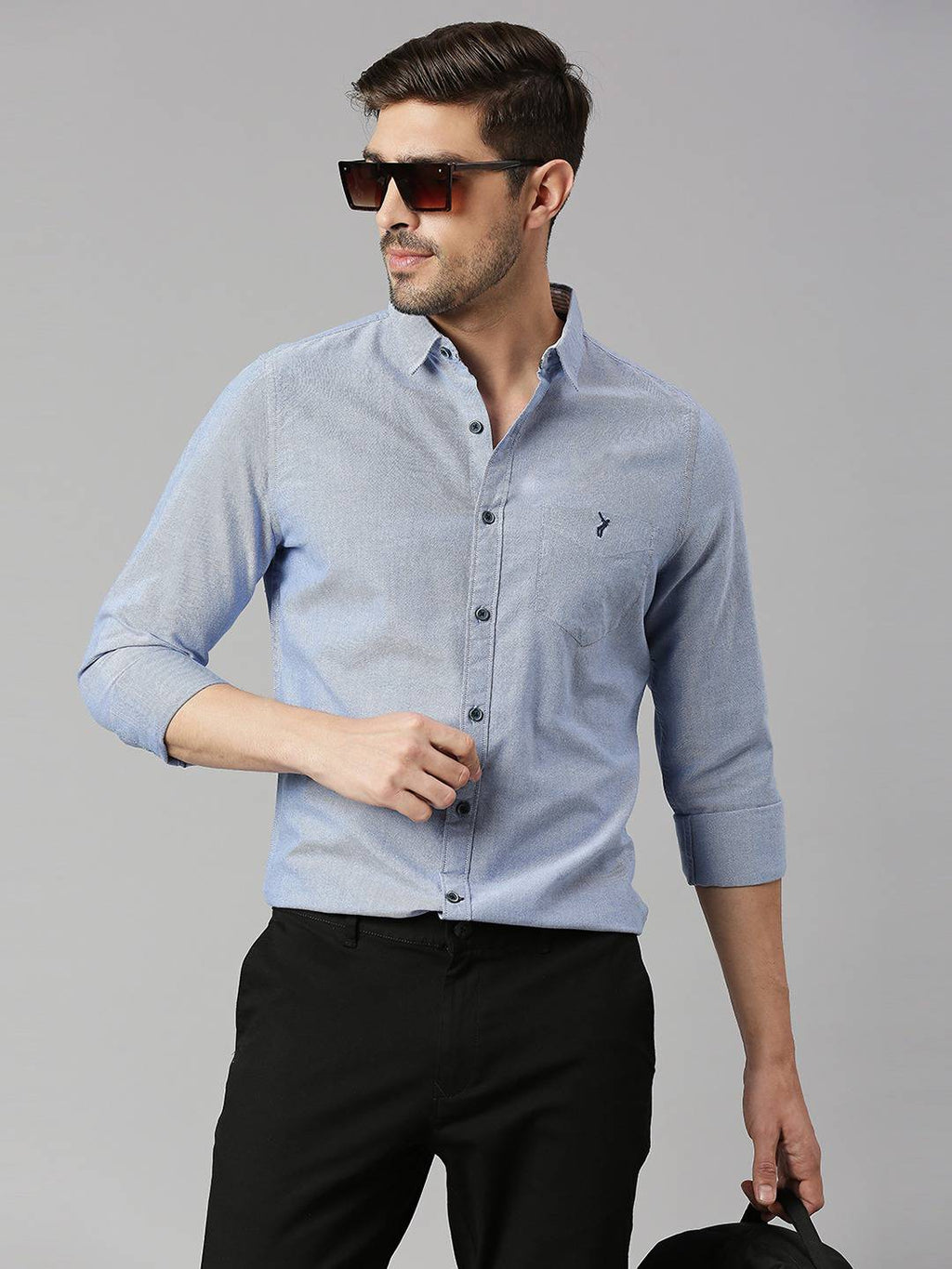 Thomas Scott Men Classic Slim Fit Opaque Pure Cotton Casual Shirt