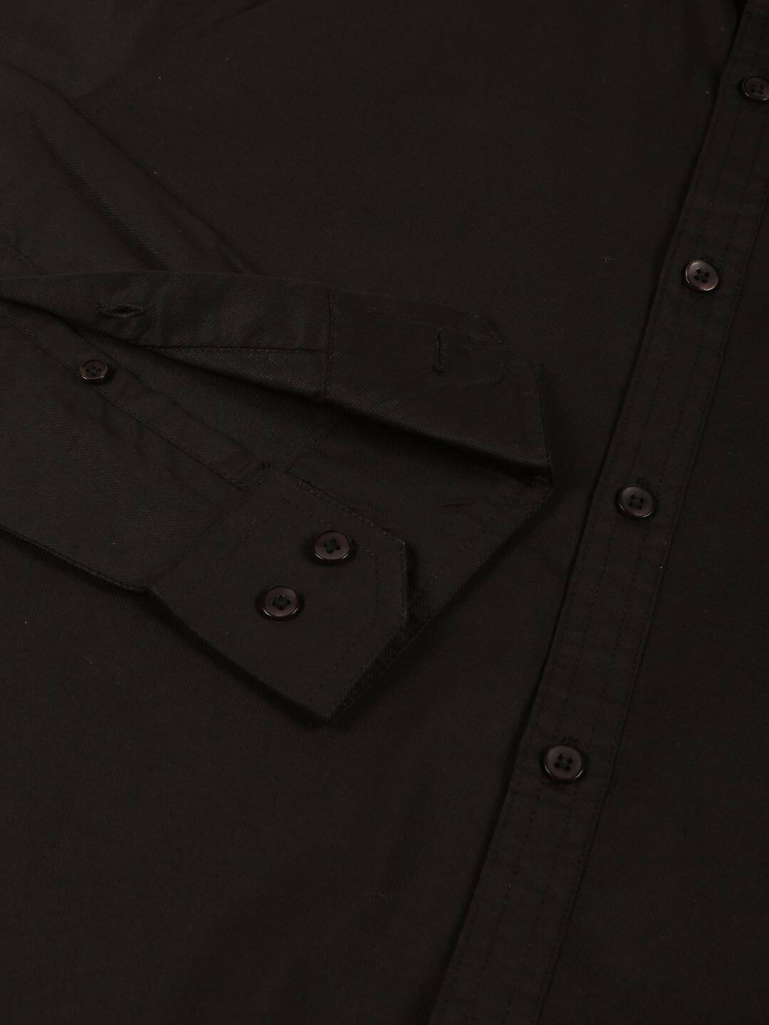 Thomas Scott Men Black Slim Fit Long Sleeves Button-Down Collar Twill Shirt