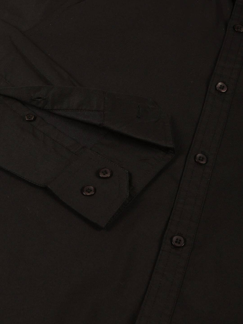Thomas Scott Men Black Slim Fit Long Sleeves Button-Down Collar Twill Shirt