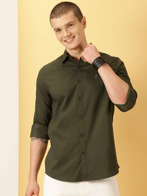 Thomas Scott Men Classic Spread Collar Cotton Shirt