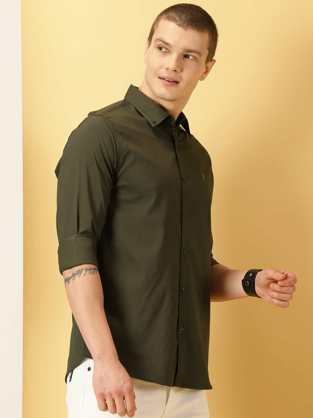 Thomas Scott Men Classic Spread Collar Cotton Shirt