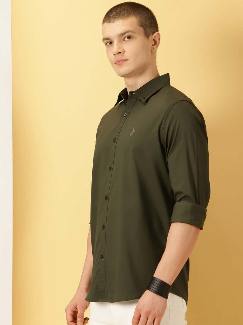 Thomas Scott Men Classic Spread Collar Cotton Shirt